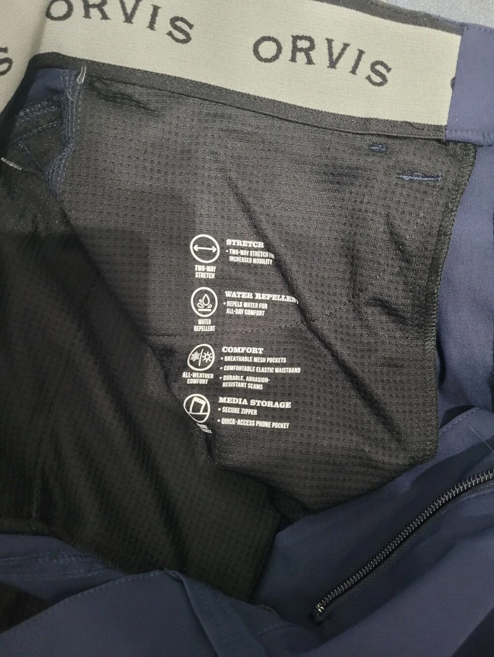 Orvis men’s 32x32 navy Tech Trek pants water repellent stretch hiking travel gor
